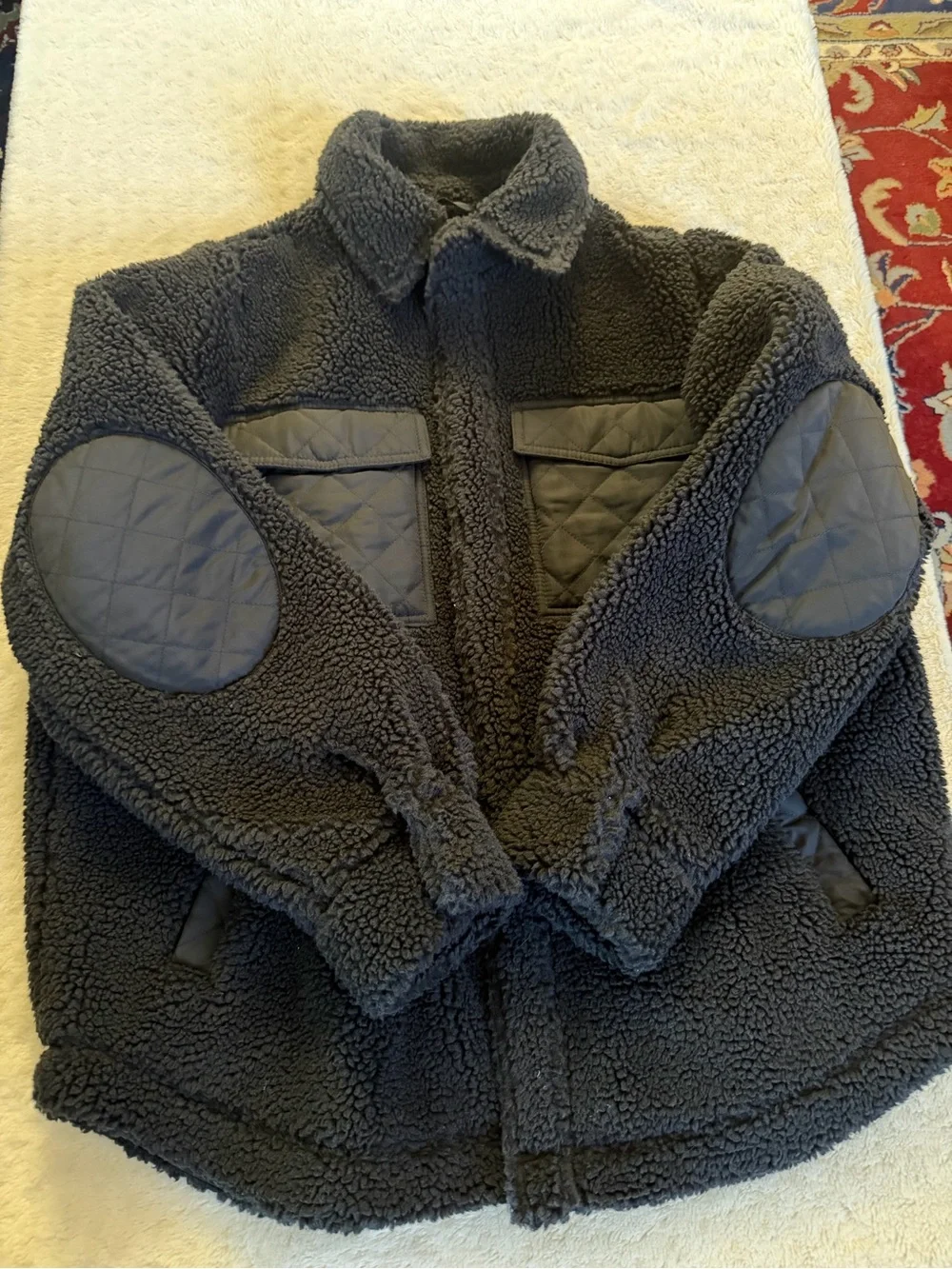 ALO Yoga Black Sherpa Quilted-Pocket Jacket